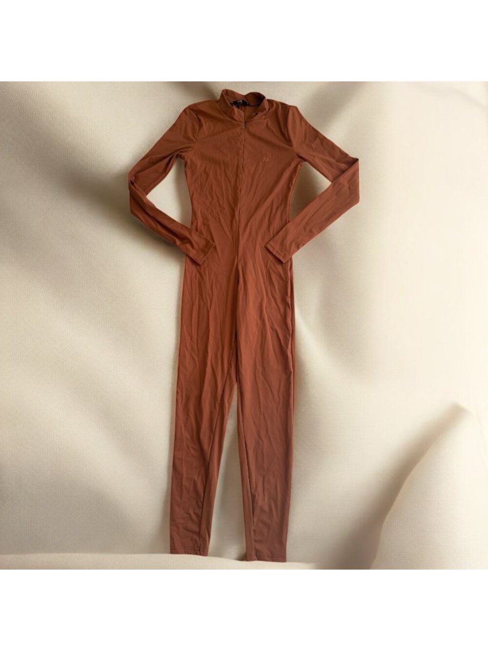 LA FOI Light Brown Tan One Piece Stretch Jumpsuit Size Medium